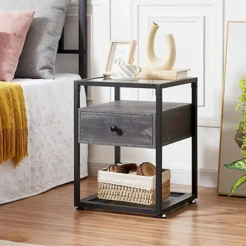 Bedroom Sets, 15 Style Options, 3-pieces Bedroom Set with Height Adjustable Upholstered Bed and Nightstands Set of 2-VECELO