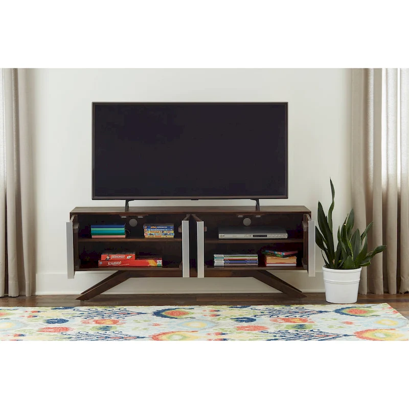 Modena Mid-Century Modern 59 Wide Solid Wood Walnut TV Stand