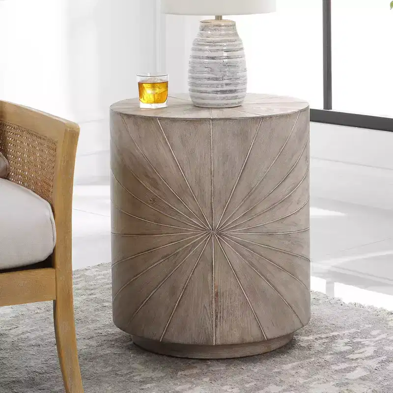 Gray Round Accent Table - Single