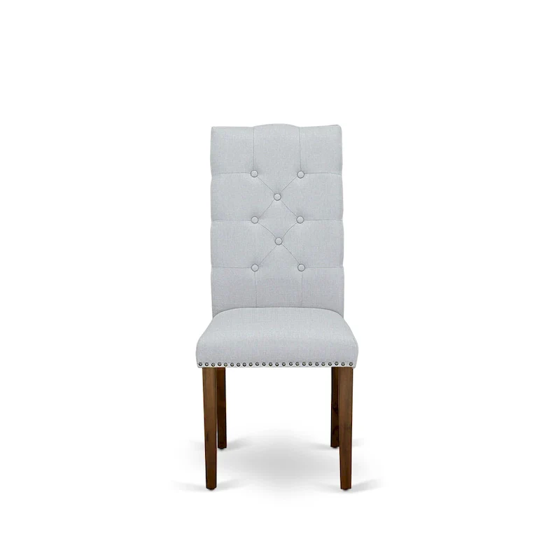 3 Piece Dining Table Set Contains a Round Dining Table and 2 Linen Fabric Parson Chairs, (Finish Options)