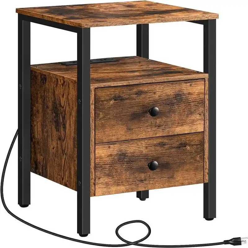 End Table with Charging Station - 15.7D x 15.7W x 24H