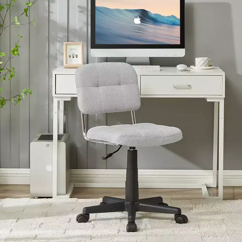 Gray / White Armless Swivel Office Chair, Height Adjustable, Seats 1