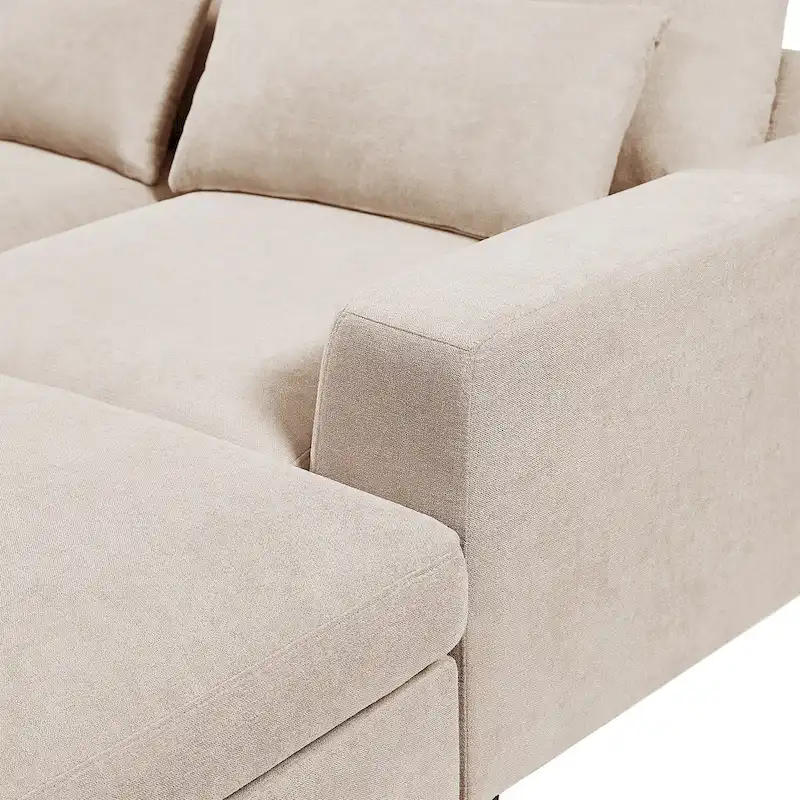 Modern Convertible Large L-shaped Feather Filled Sectional Sofa with Reversible Chaise - 129.9W x 72D x 31.5H