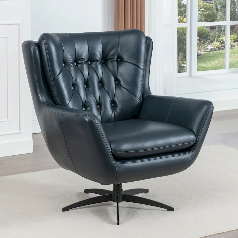 Cleveland Tufted Faux Leather Swivel Chair by Greyson Living