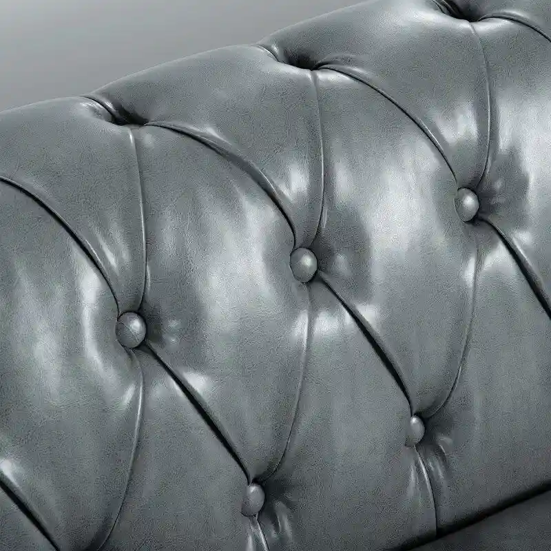 GEITIN 84.65 PU Rolled Arm Chesterfield 3 Seater Sofa