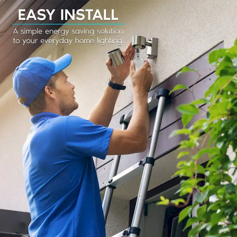 Luxrite A19 LED Dusk to Dawn Light Bulbs Lighting Enclosed Fixture Rated 800lm Damp Rated E26 2 Pack