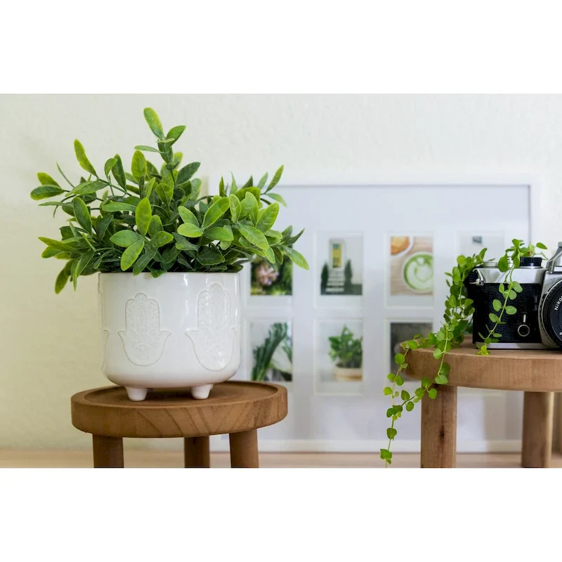 Set of Ceramic Footed Planter 6in & 4.75in