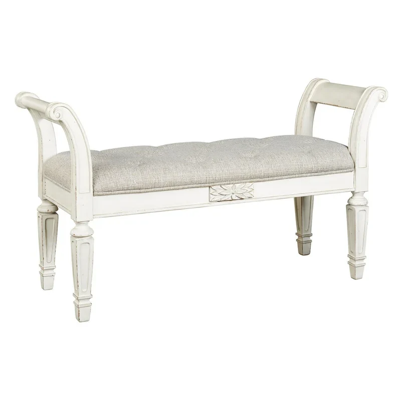 Realyn Vintage Casual Antique White Accent Bench