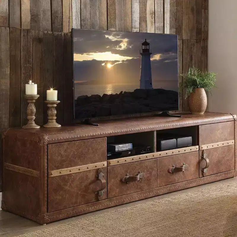 Aberdeen Top Grain Leather TV Stand for TVs up to 80