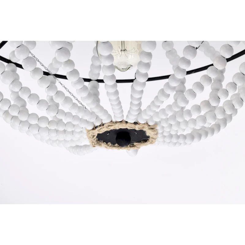 Roly 16 Inch White Beads Bohemian Pendant Chandelier 1-Light