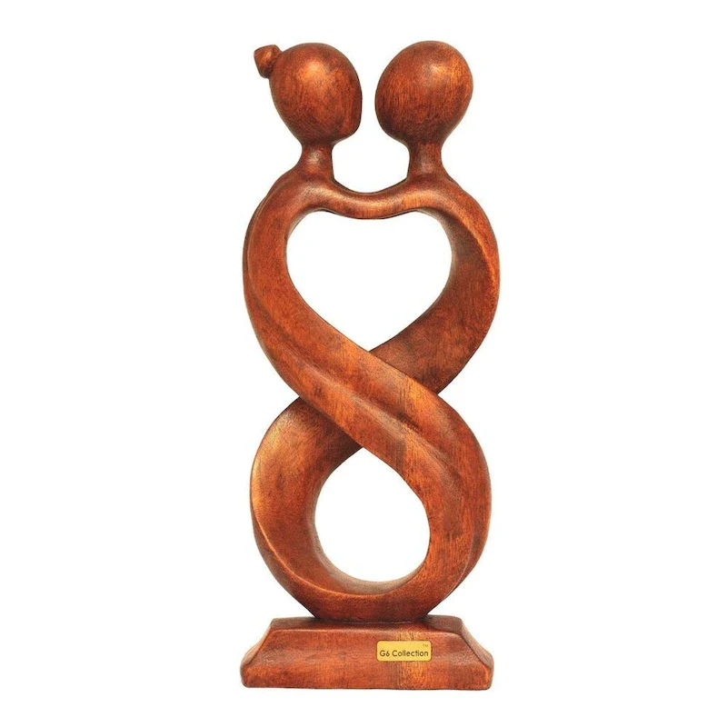 12  Wooden Handmade Abstract Sculpture Statue Handcrafted  Infinite Love  Gift Home Decor Figurine Decoration Hand Carved