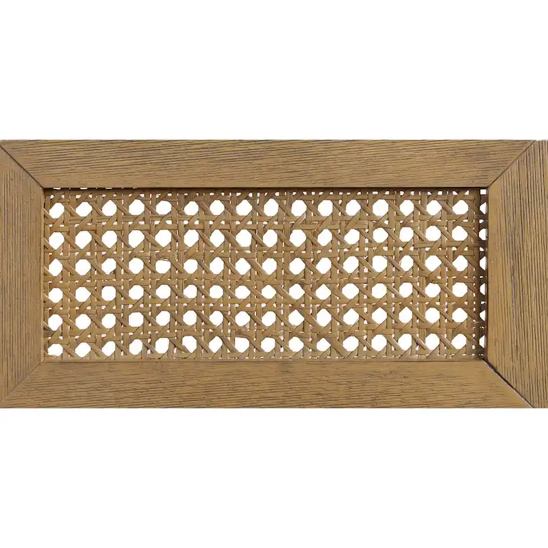 Natural Wood Arm Chair with Cane Back - Linen Padded Seat