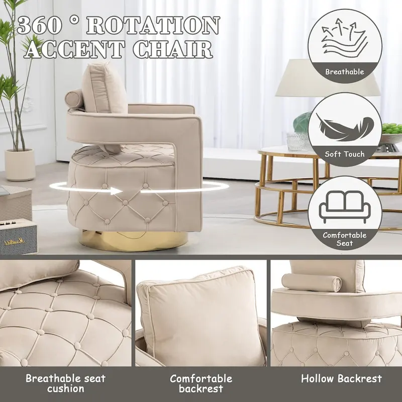 Fabric pull buckle living room rotating leisure chair, reception and negotiation chair