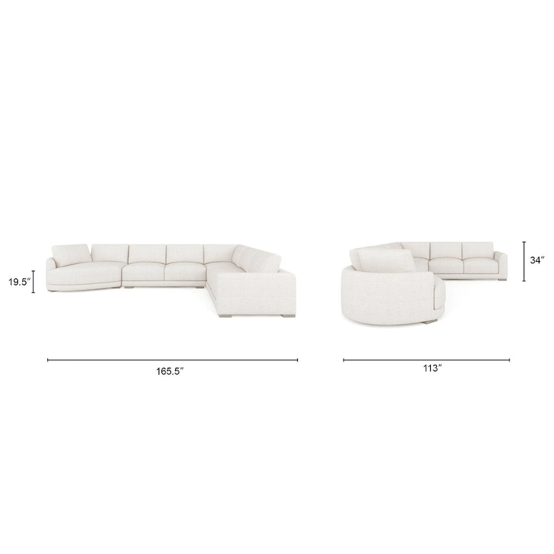 Laguna 165.5 L-Shape Modular Sectional Sofa with Chaise Lounge