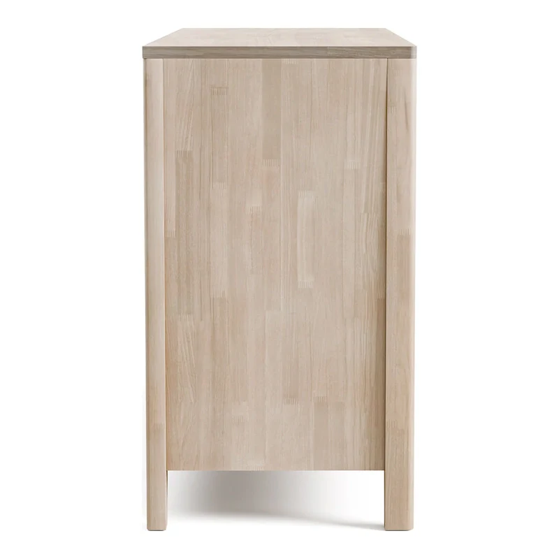 Mid-Century Modern Off-White Solid Wood 6-Drawer Double Dresser