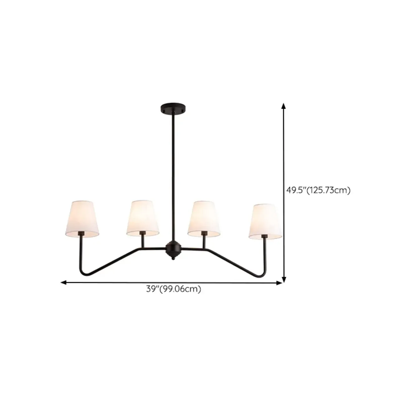 Black Metal Island Pendant Light with 4 Lights in Fabric Cylinder Shape