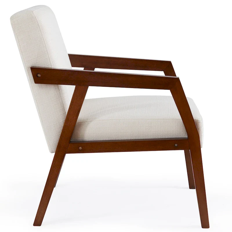 Mid-Century Modern Upholstered Accent Armchair with Solid Wood Legs, Living Room Bedroom Chair