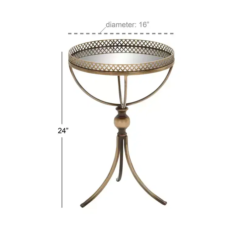 Metal and Glass Round Pedestal Table Gold - Olivia & May