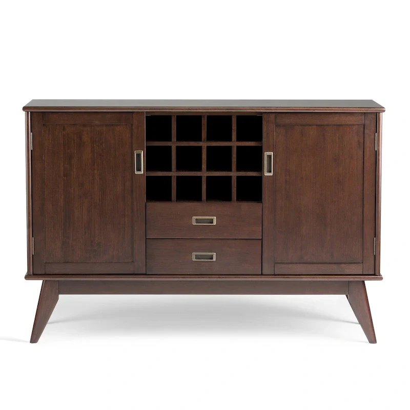 Tierney SOLID HARDWOOD 54 inch Wide Mid Century Modern Sideboard Buffet and Winerack - 54 W x 17 D x 36 H