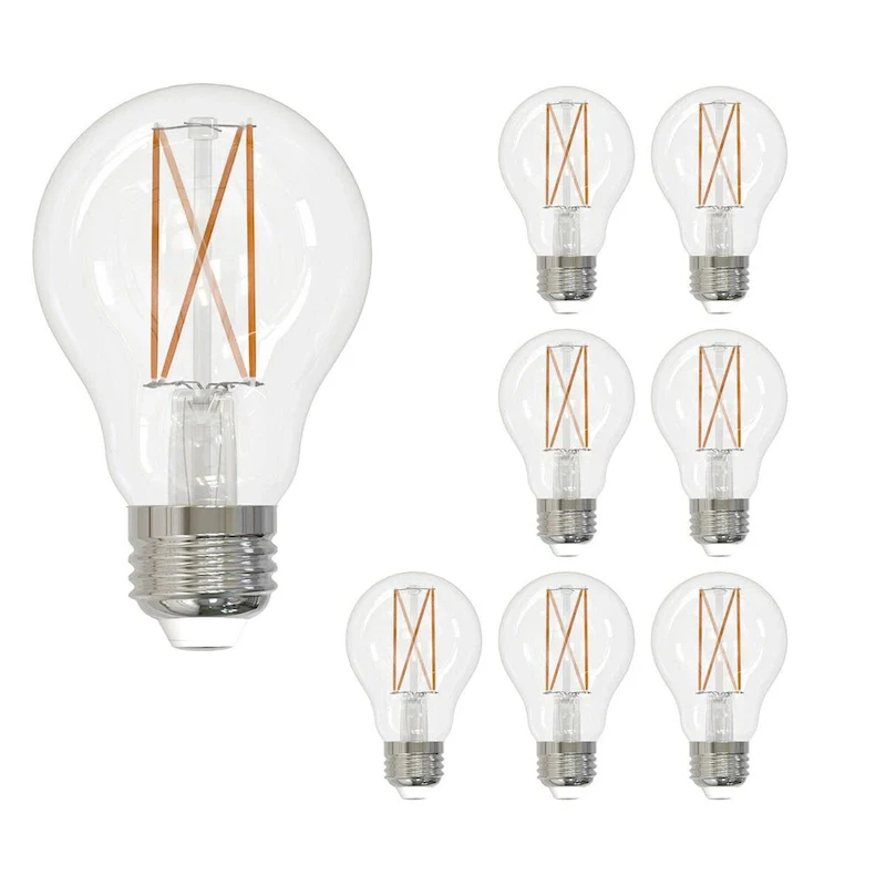 Bulbrite Pack of (8) 7 Watt Dimmable Clear Filament A19 Medium (E26) LED Bulb