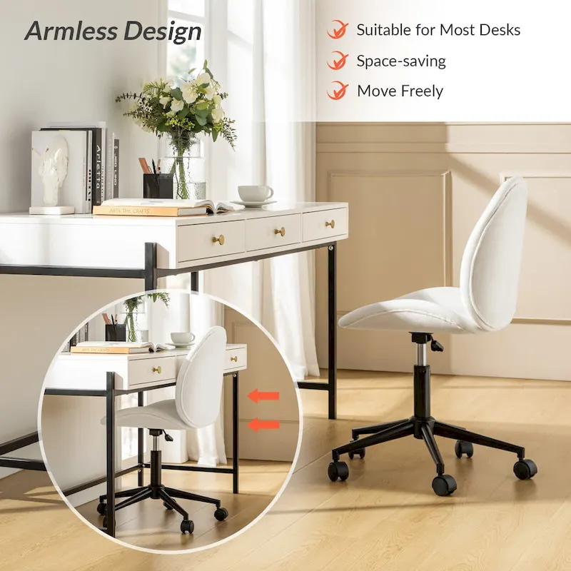 Ines Modern 0ffice Chair 360Whirling Armless With Metal Base by HULALA HOME