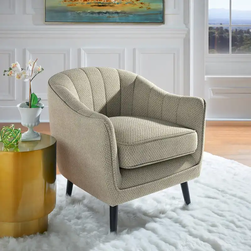 Mid-Century Channel-Tufted Accent Chair with Removable Cushion Cover