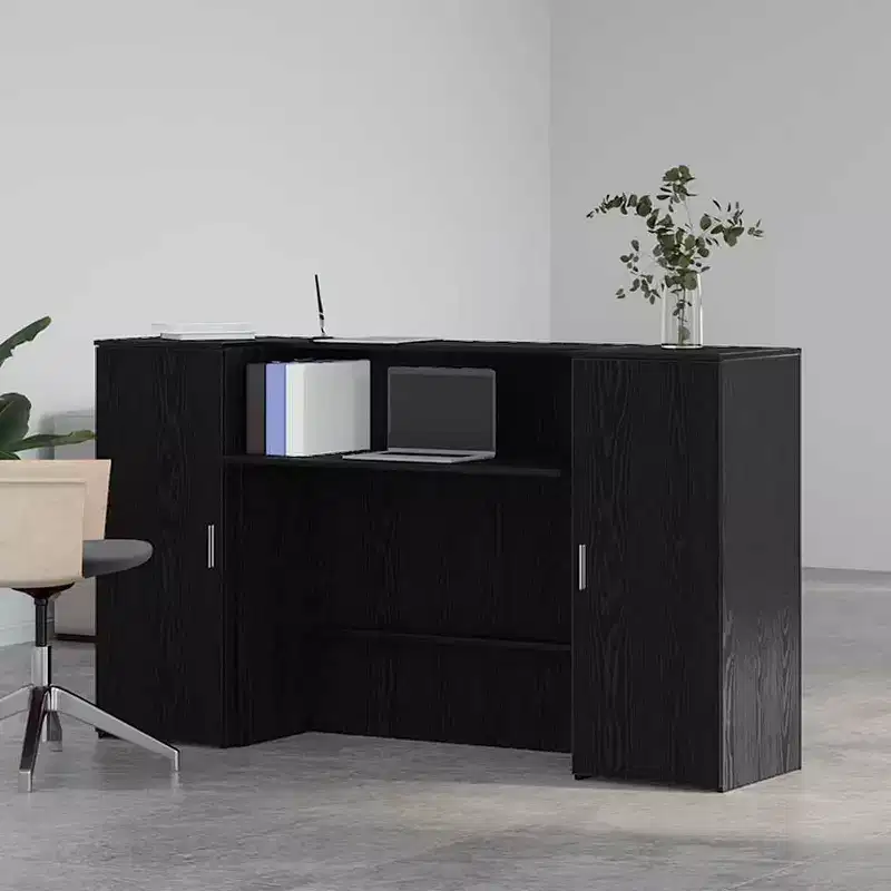 vidaXL Reception Desk Black Oak 70.9x19.7x40.7 Engineered Wood