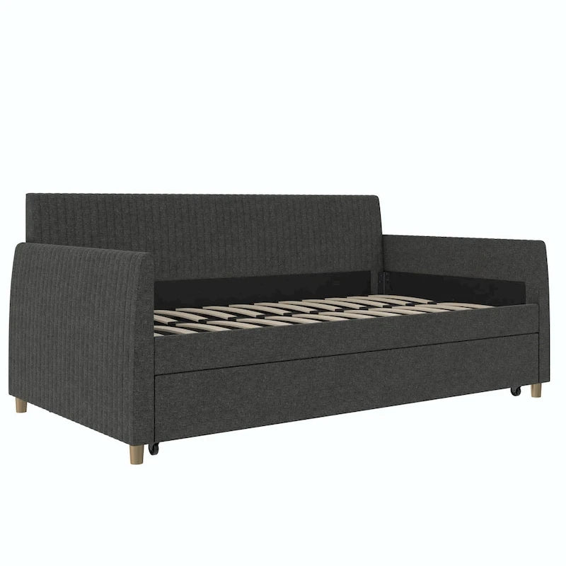 Daphne Upholstered Twin Daybed with Roll Out Trundle
