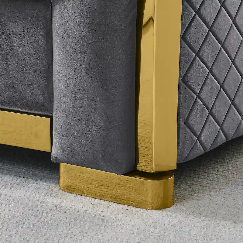 84 Luxury Chesterfield Velvet Sofa with Gold Trim