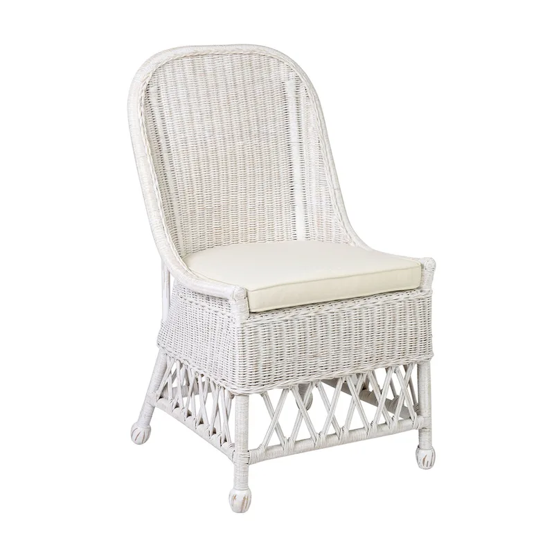 Natural Woven Rattan Dining Chair with Cushion