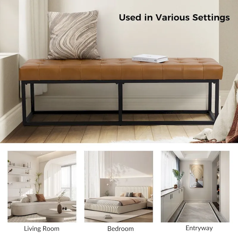 Alicia Classic Genuine Leather Durable Easy Suitable Bedroom Bench by HULALA HOME