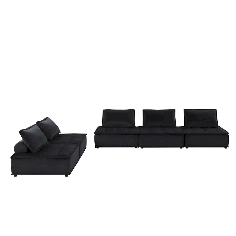 Velvet 5-Person Combination Sofa with Ottoman