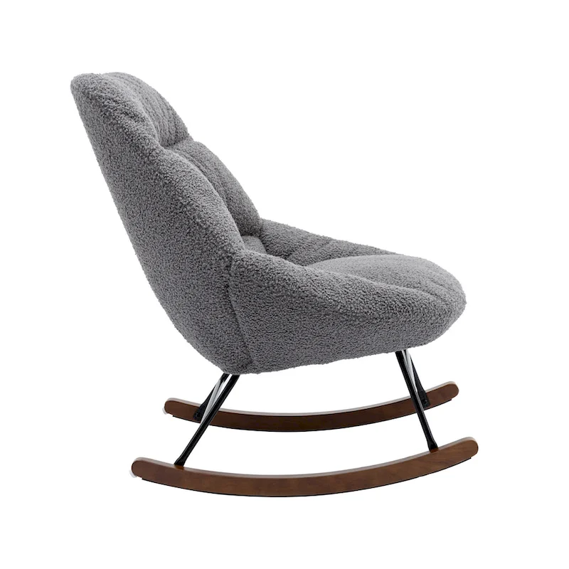 Tufted Upholstered Padded Seat Rocking Chair-Boucle