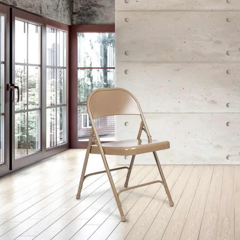 Bernadine Collection Metal Round-Backed Folding Chair, Pack of 4