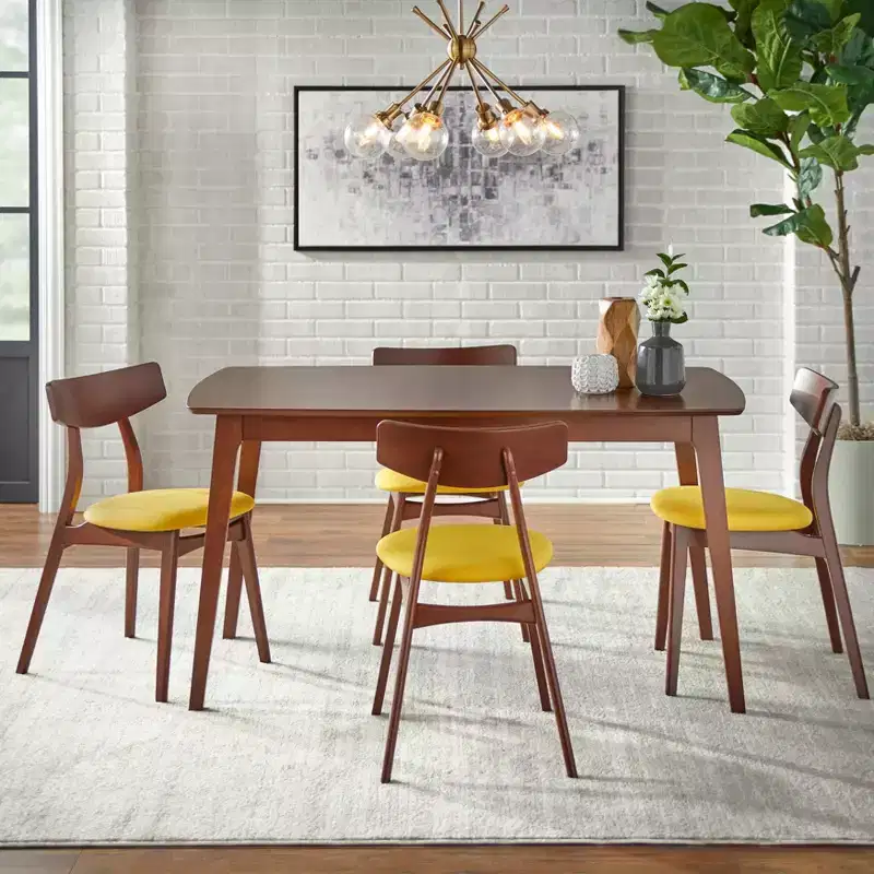 Buylateral Archer Mid Century Modern Solid Beechwood Rectangular Dining Table Walnut: Solid Beech, Mid-Century Design, Seats 6