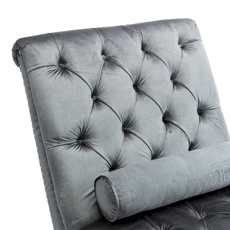 Velvet Tufted Chaise Lounge Accent Living Room Chair