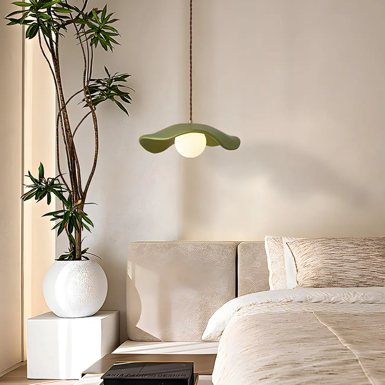 Modern Resin Green Saucer Pendant Light Kitchen