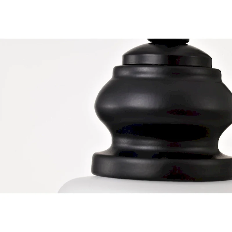 Russel 14 Inch Pendant Matte Black with Satin White Glass - Matte Black