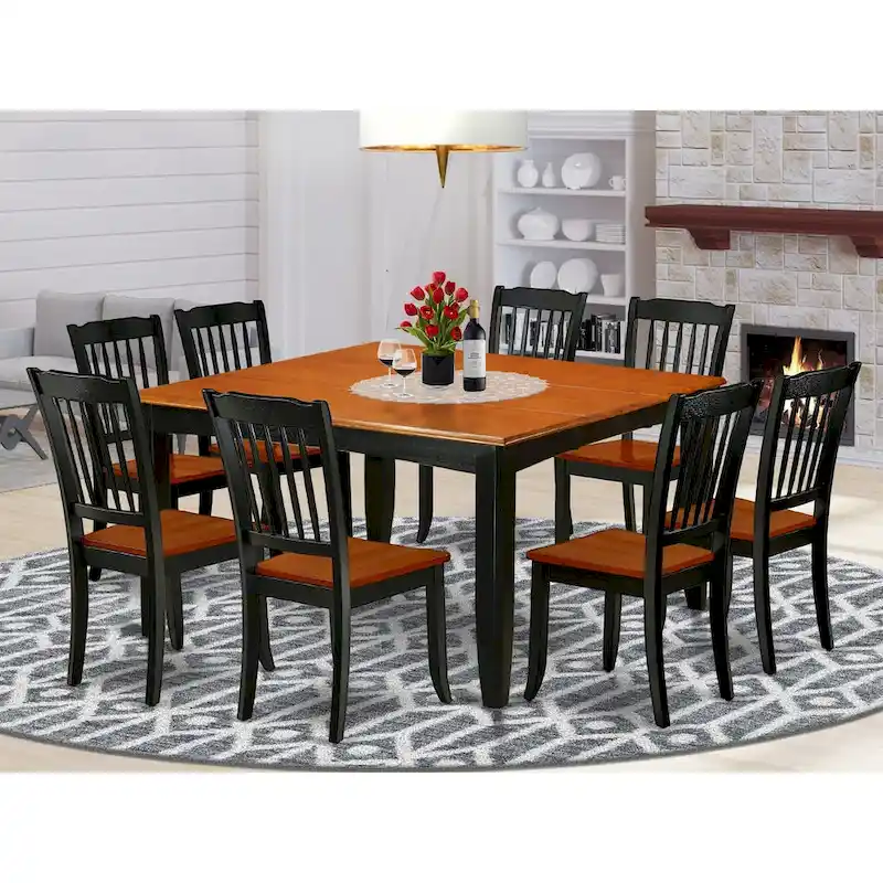East West Furniture Kitchen Table Set Includes a Square Dining Table with Butterfly Leaf and Dining Chairs (Pieces Options)
