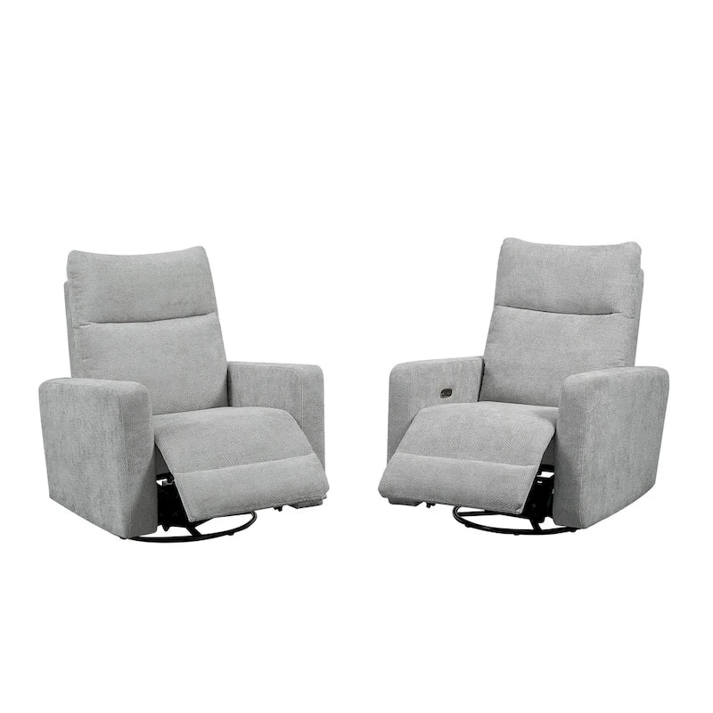 Olmas 33.5W Power Swivel Glider Recliner with USB Charger Set Of 2