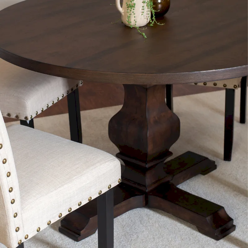 Roundhill Furniture Kohland 5-piece Dining Set, Pedestal Round Table with 4 Stylish Chairs