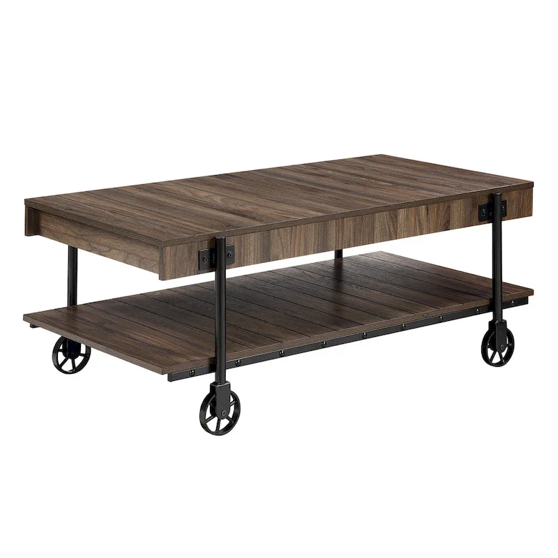 Farmhouse Steel 2-Piece Coffee Table Set with Shelf