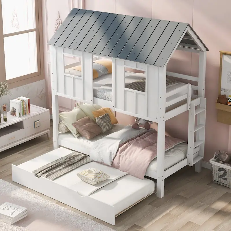Charming Twin Size Bunk Bed with Special Design for Fun and Comfort
