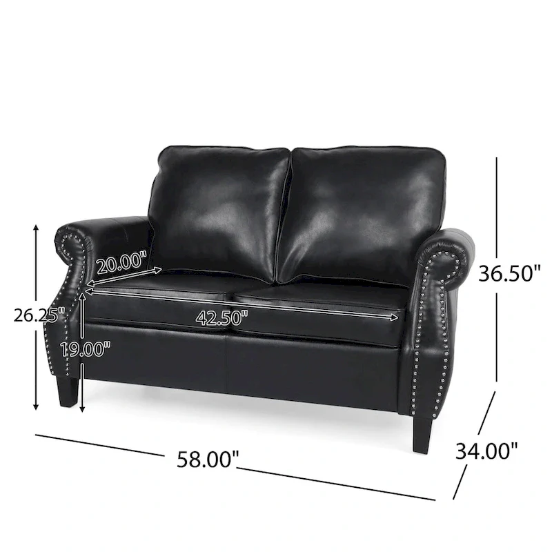 Lawton Faux Leather Loveseat with Nailhead Trim by Christopher Knight Home