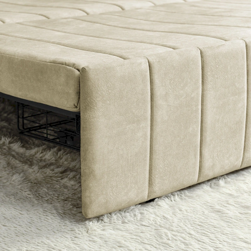 Modern 68 Foam 3 in 1 Pull-Out 3-seaters Bed Sleeper Sofa with Copper Nails and Two Drawers