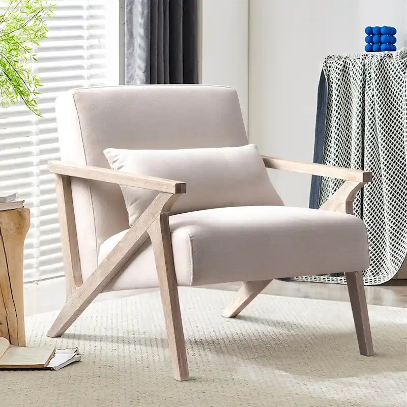Accent Armchair Solid Hardwood Upholstered