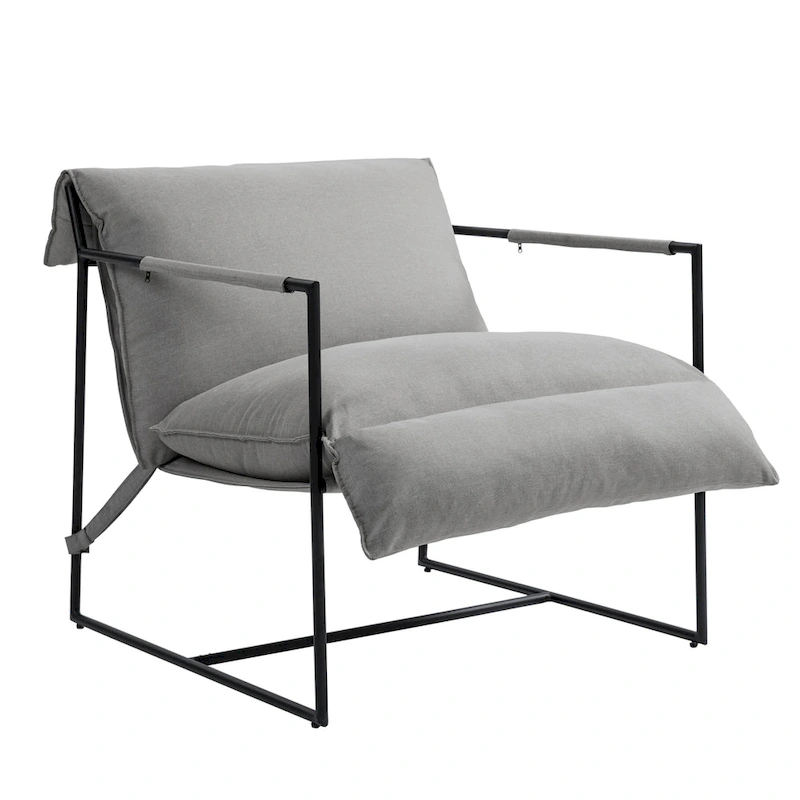 Fabric Accent Chair Metal Framed Sling Armchair Set of 2