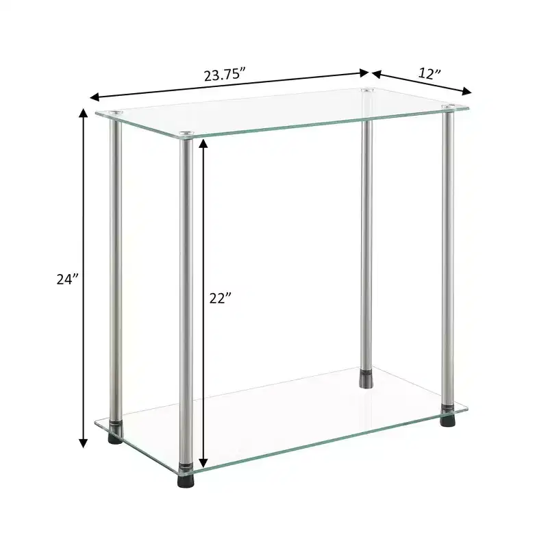 Breighton Home Designs2Go Classic Glass 2 Tier Chairside End Table in Glass/Chrome