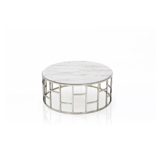 Modrest Silvan Modern Marble & Stainless Steel Coffee Table