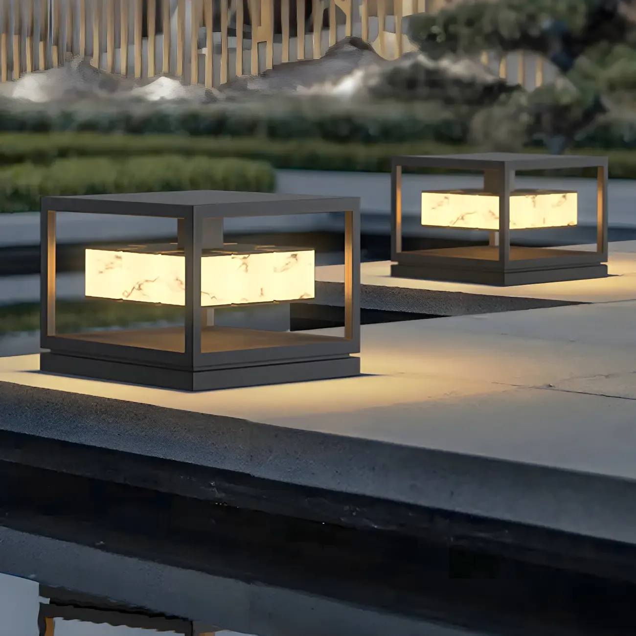 Modish Open Frame Layered Illuminant Post Cap Light